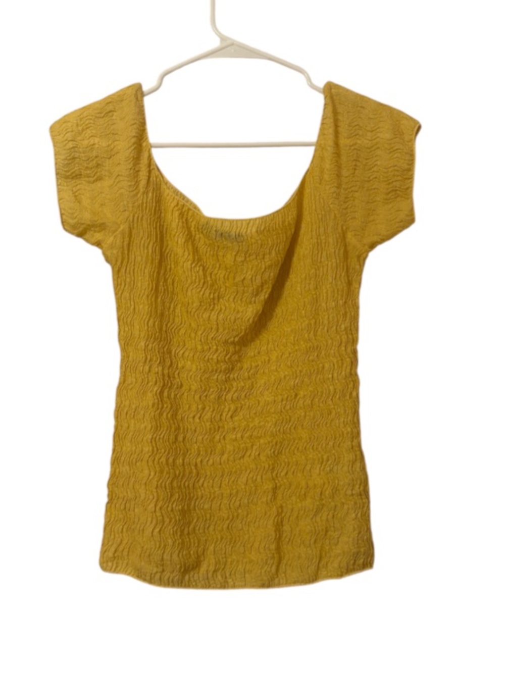 ZARA Yellow Crinkled Smocked Blouse
